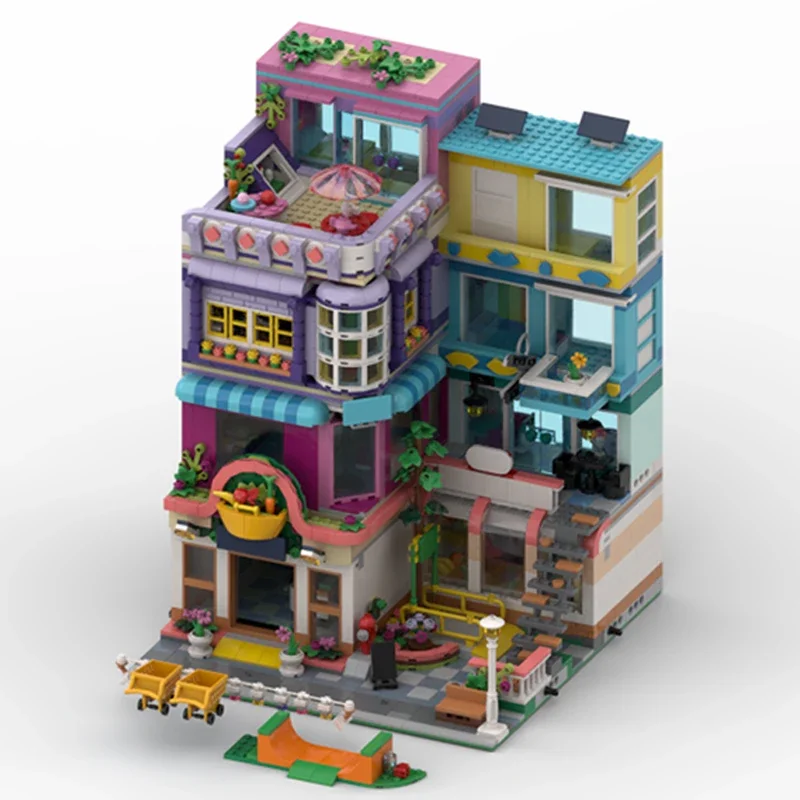스트리트 뷰 모델 Moc 빌딩 브릭, 슈퍼마켓 메인 스트리트 기술 모듈러 블록 선물, 크리스마스 장난감, DIY 세트 조립