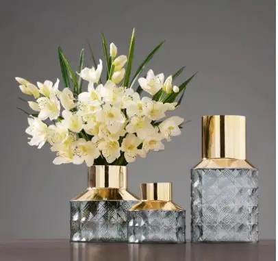 

Modern Luxury Glass Vases Crafts Table Hydroponic Flower Arrangement Bottle Home Living Room Office Flower Vase Home Decoration