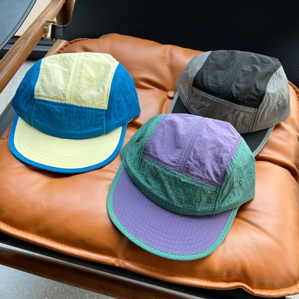 Casual Japanese Style Splicing Baseball Cap Quick-drying Adjustable Sunshade Cap Thin 5-Panel Sun Visor Unisex baseball cap,baseball caps,baseball hats