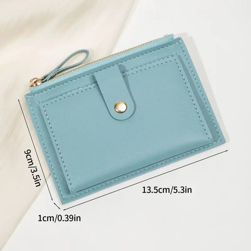 Minimalist and fashionable women' short card bag, ultra-thin mini PU leather...