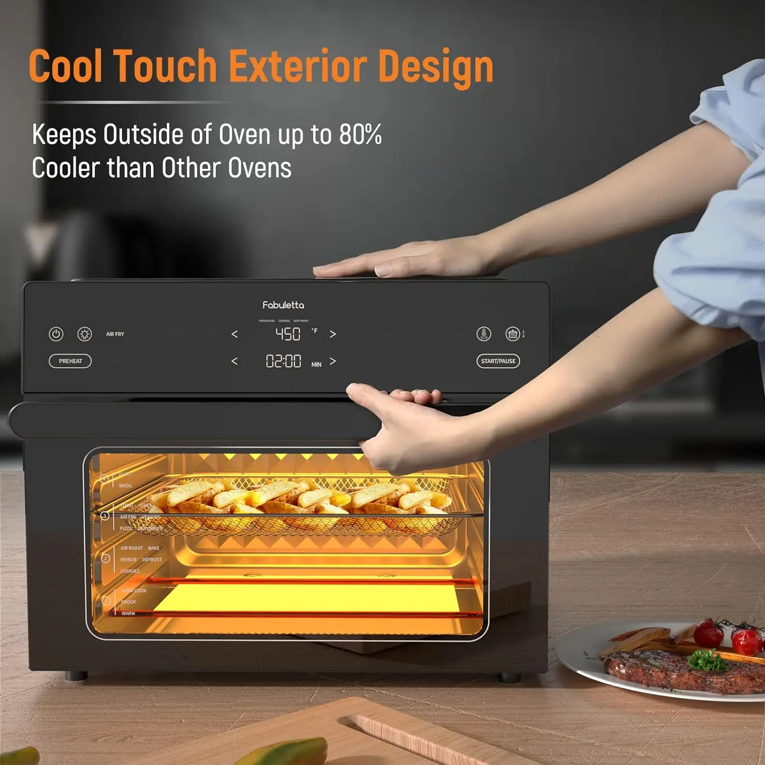 Air Fryer Toaster Oven Combo - Fabuletta 18-in-1 Countertop Convection Oven 1800W, 32QT Large Countertop Convection Toaster Oven 3