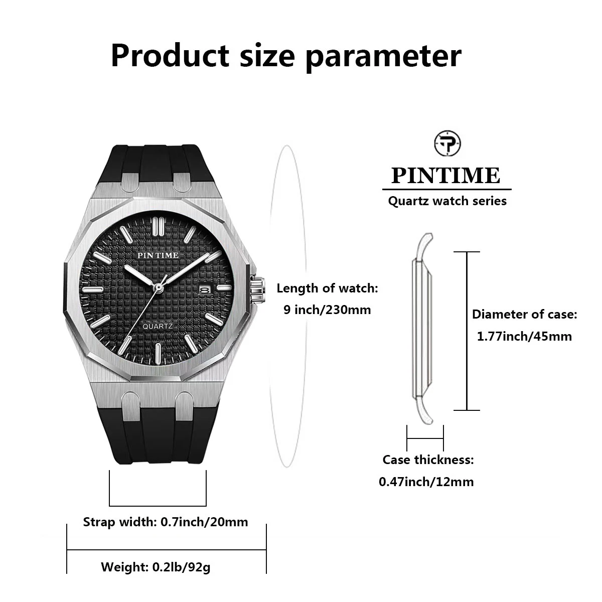 PINTIME Top Brand Fashion Men Quartz Watches 316L Stainless Steel Business Sleek Hollowed Dial Auto Quartz Business Watches