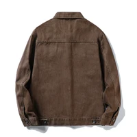 Men's Spring and Autumn Denim Jackets men's brown denim jacket Pure cotton workwear casual men's denim tops 2