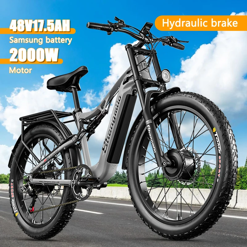 2000W Electric Bicycle Adult 26 Inch Wide Tyre Two Motors 48V17.5AH 840WH Battery Men's E-Mountain bike