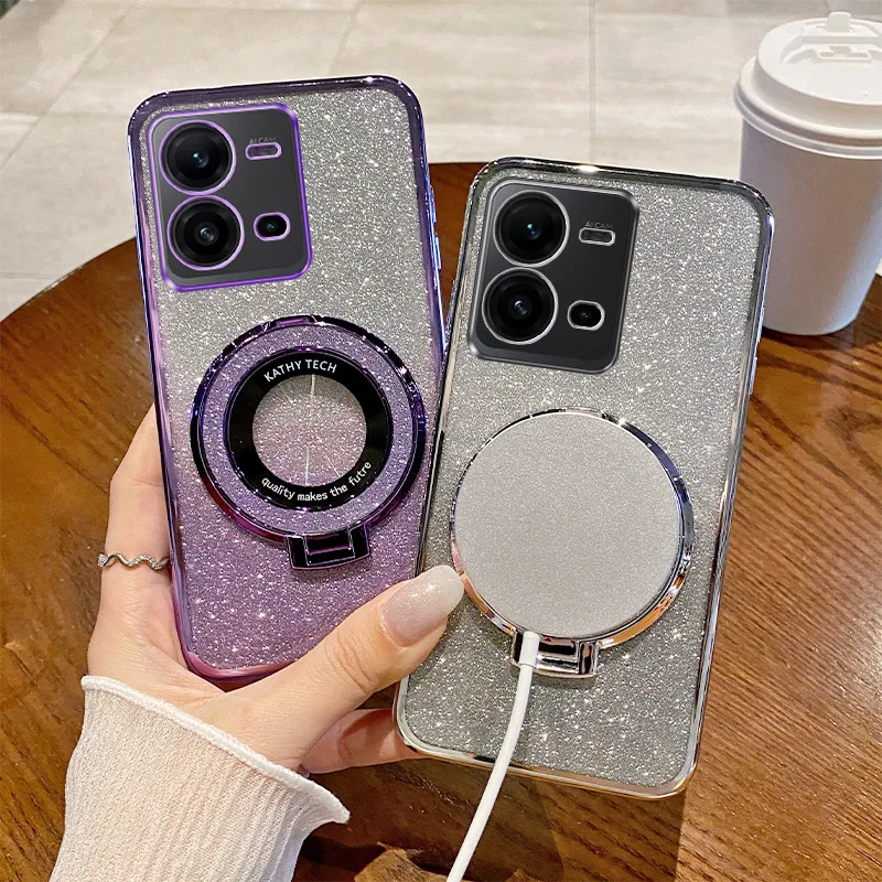 Radiant Glitter Shockproof TPU Case with Magnetic Wireless Charging Compatibility