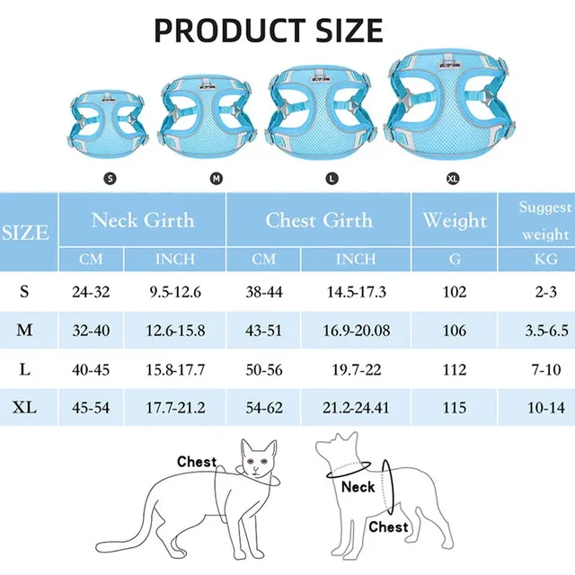 Dog Harness Leash Set for Small Medium Dog Cat Chest Strap Reflective Dog Clothes Vest Set Chihuahua Outdoor Walking Pet Supplie 2