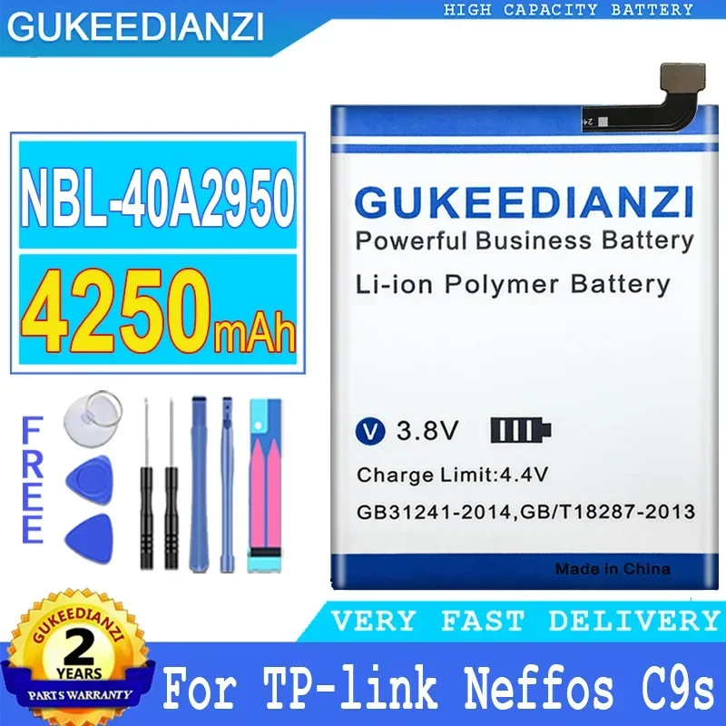 

Аккумулятор GUKEEDIANZI для мобильного телефона TP-Link, NBL-40A2950, 4250 мАч, Neffos C9s, TP7061C, TP7061A, C9 MAX, TP7062A