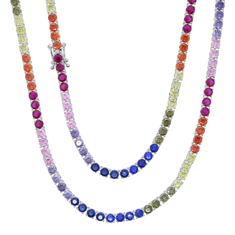 Hot Fashion 4mm Multi Color Tennis Chain Iced Out Bling