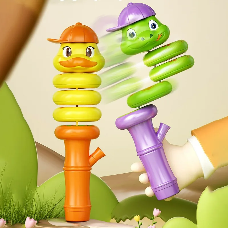 

2-in-1 Swinging Snake Children Whistle 360° Swinging Stress Relief Toy Music Cartoon Duck Kid Educational Toy Party Noise Maker