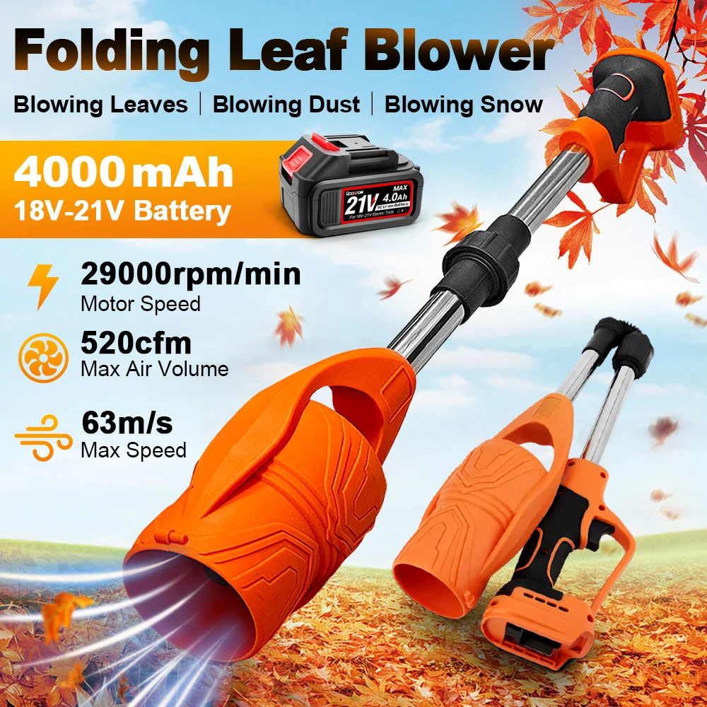 Cordless Electric Air Blower Foldable Leaf Blowers Dust Collector for Makita 18V 21V Battery