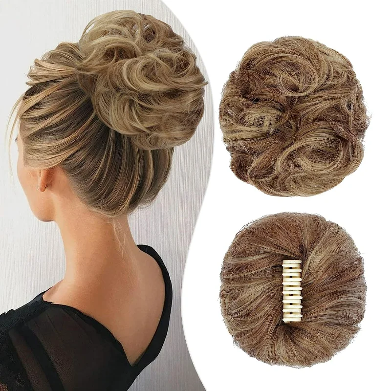 Claw Clip Messy Bun Hair Extensions Wavy Curly Bun Hair Extensions Messy Clip