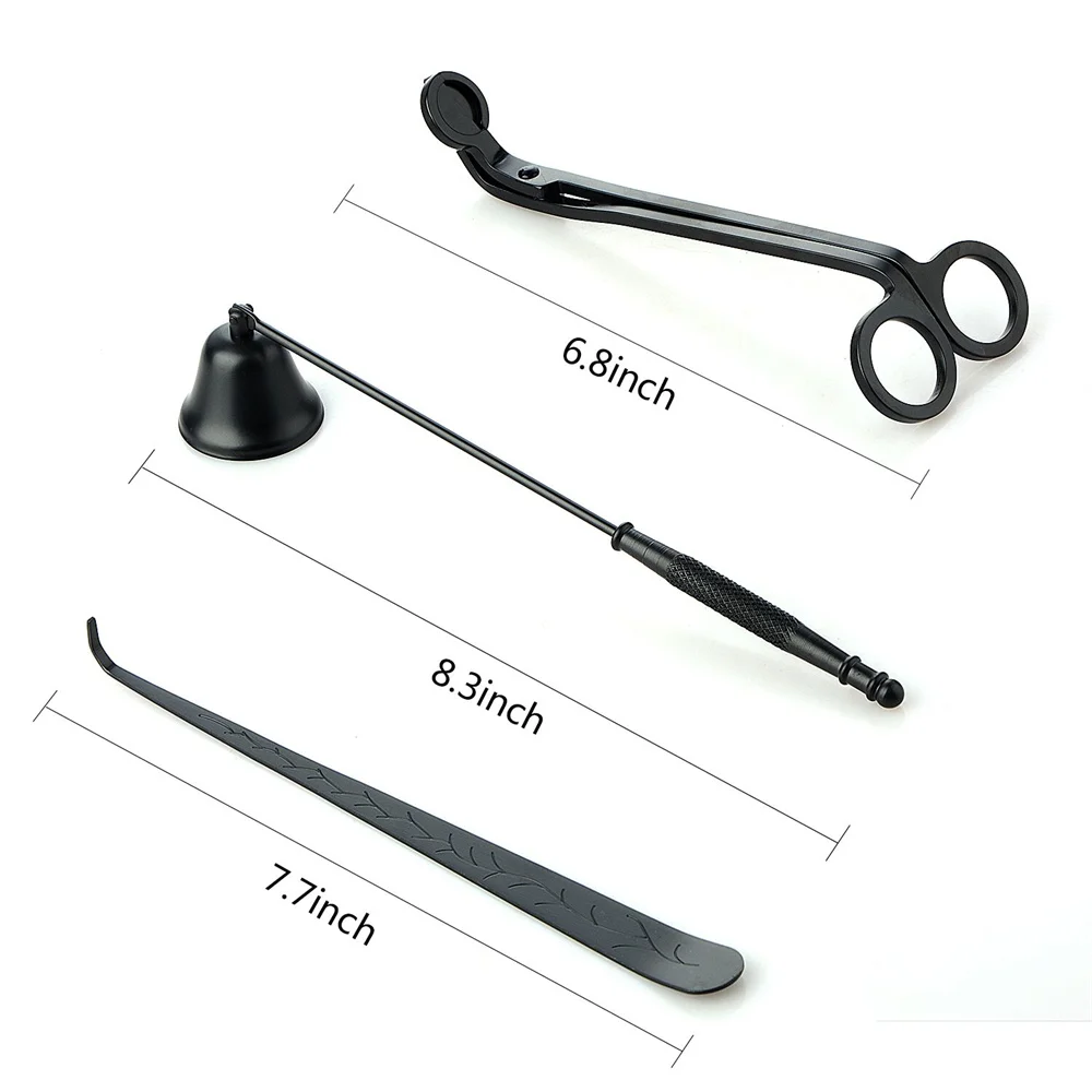 1PCS Stainless Steel Trim Wick Cutter Snuffer Scissor Black Aromatherapy  Wick Trimmer Hook Bell Cover Candle Making Kits