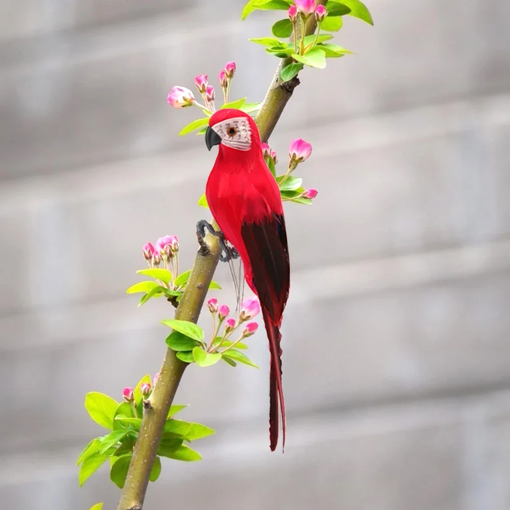 Handmade Foam Feather Parrot Figurine Home Garden Decoration 1PC