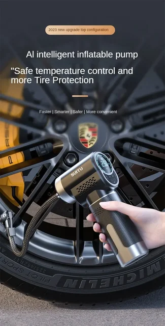 Pompa Aria Elettrica 150 PSI Portatile - Gonfia Gomme Auto, Bici E Moto Con Display LCD - Foto 6