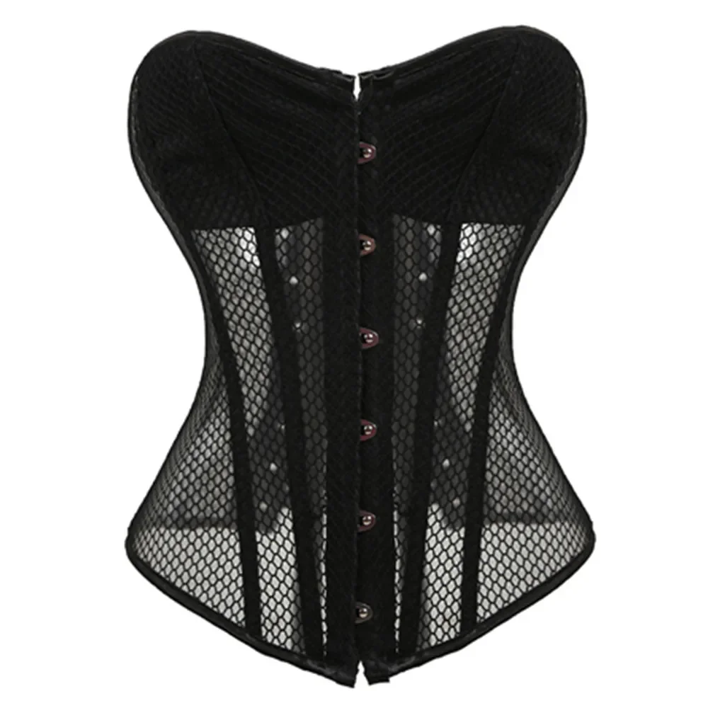 

Women's Gothic Corset Mesh Breathable Waist Trainer Control Overbust Sexy Corset & Bustiers for Weight Loss