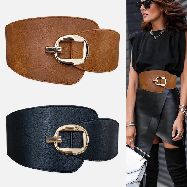 New Women PU Leather Wide Waist Belt High Quality Luxury Big Belts for  Women Retro Stretch Dress Belt Cummerbunds Plus Size Belt - AliExpress