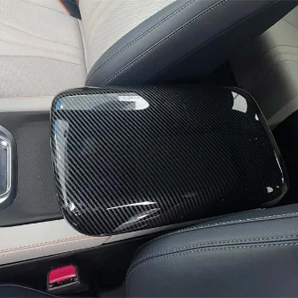 

For BYD Song Plus DMI EV Car Center Console Armrest Box Cover Trim Auto Parts Carbon Fiber Stickers Internal Accessories 2023