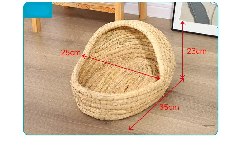 Stroh handgewebte atmungsaktive Kaninchen Gras Matte vier Jahreszeiten Hamster Meerschweinchen niederländische Schwein Fuß Matte Kaninchen Gras Nest Heimtierbedarf – Detail 9