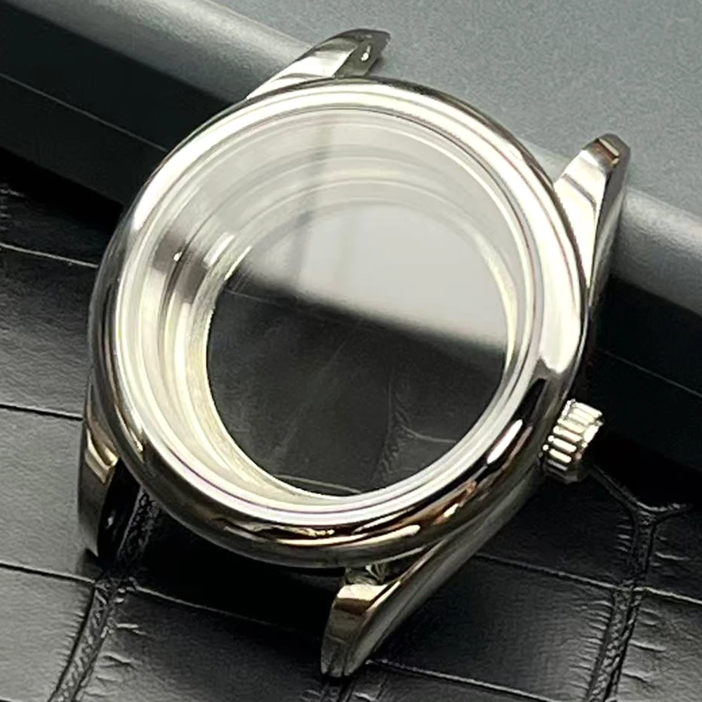 Silver Round Smooth-Polished 316L Stainless Steel Sapphire Glass Watch Case