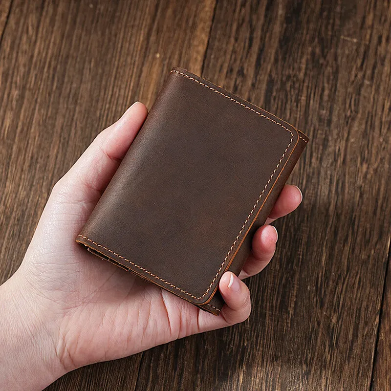 Vintage Crazy Horse Leather Credit Card Holder Wallet Mens Real Cowhide Slim ID VIP Business Cards Small Change Coins Purses Wallet Card Holder Leather Wallet Coin Purse Wallet Credit Card Wallet Credit Card Holder Card Holder Card Wallet Business Card Holder Id Card Holder Document Card Wallet Wallet Card Bag