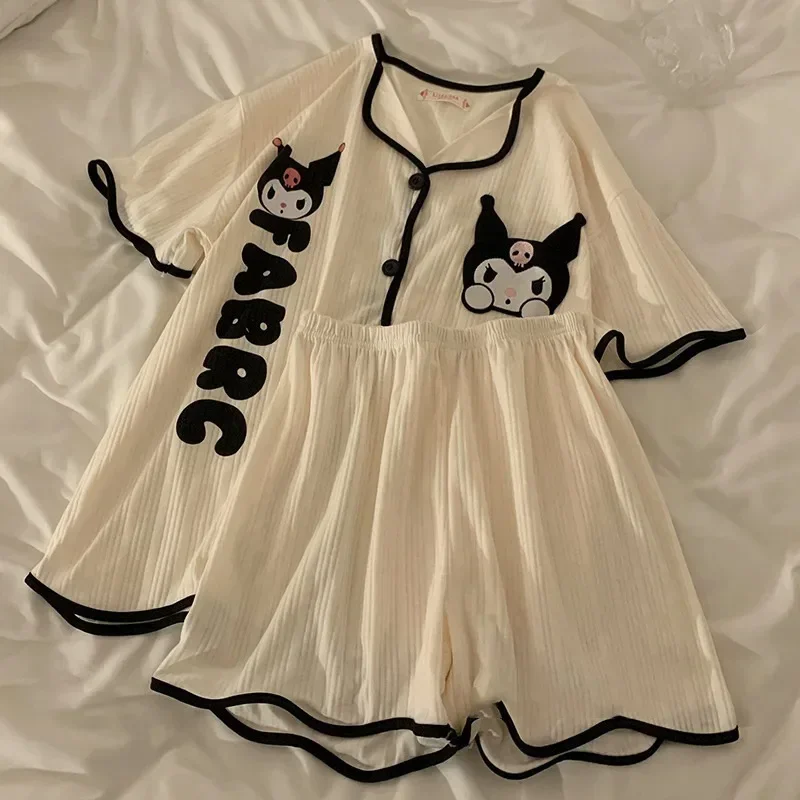 

Sanrio аниме Kawaii Kuromi школьная Пижама с коротким рукавом милый мультяшный почтовый удобный комплект домашней одежды Одежда для девочек