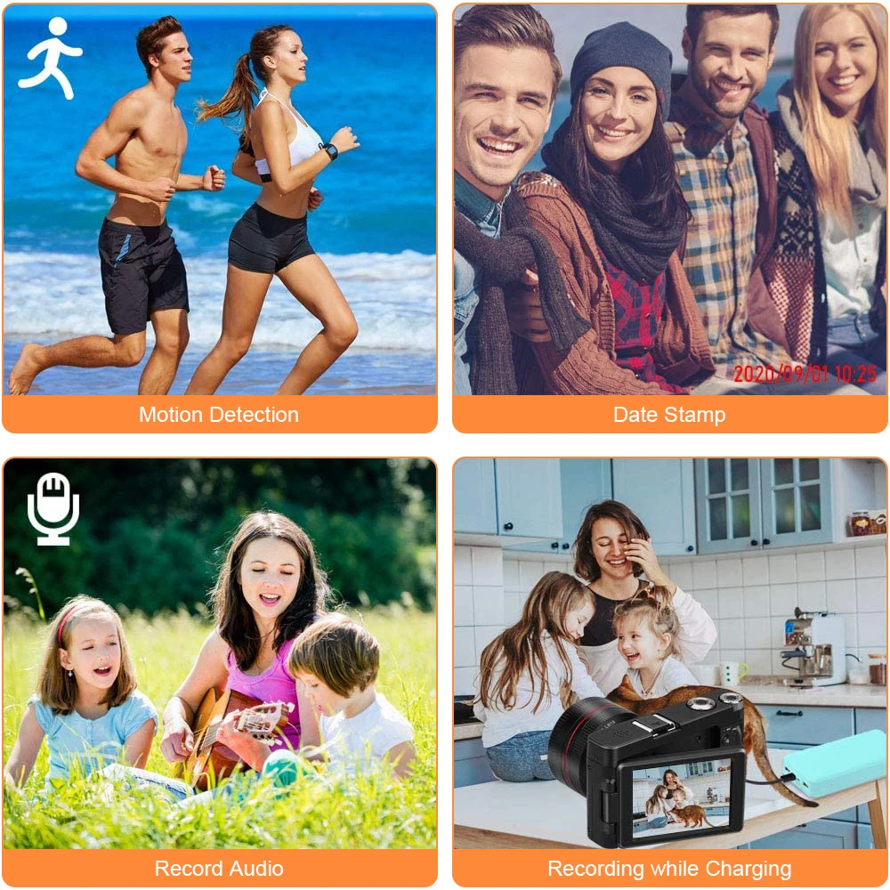 4K Digital Camera 48MP Vlogging Camcorder for YouTube WIFI Portable Handheld Digital Camera 16xZoom Time-lapse Slow Motion