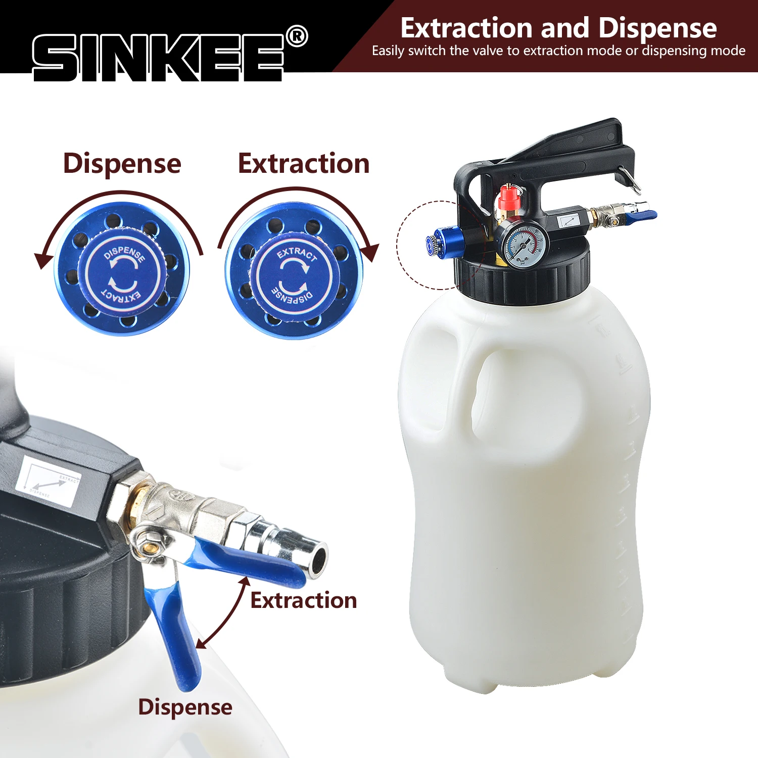 Pneumatic Transmission Oil Filling Tool 10L Fluid Dispenser Refill Pump Tool Kit With 13pcs ATF Adaptor oil filling tool