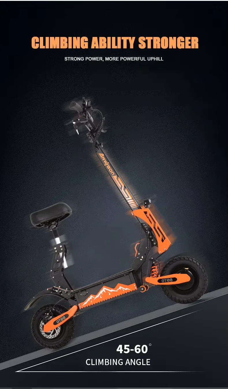 Arwibon GT08 discount 5600W dual motor off-road electric scooter China warehouse 2-wheel 11-inch off-road tire adult scooter