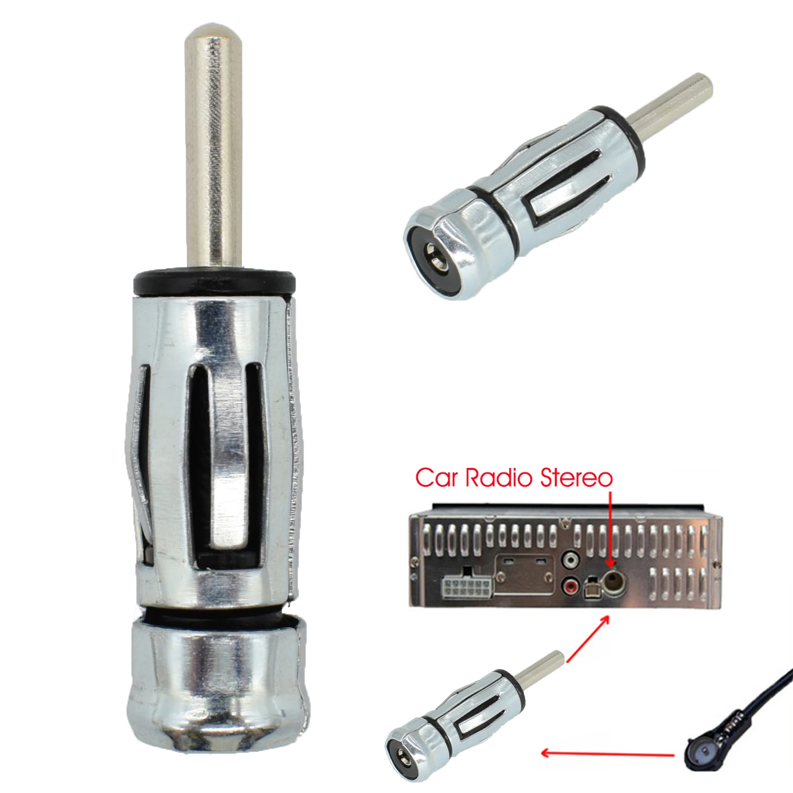1PC Car Radio Stereo Antenna Adaptor Alloy Material Auto ISO To Din