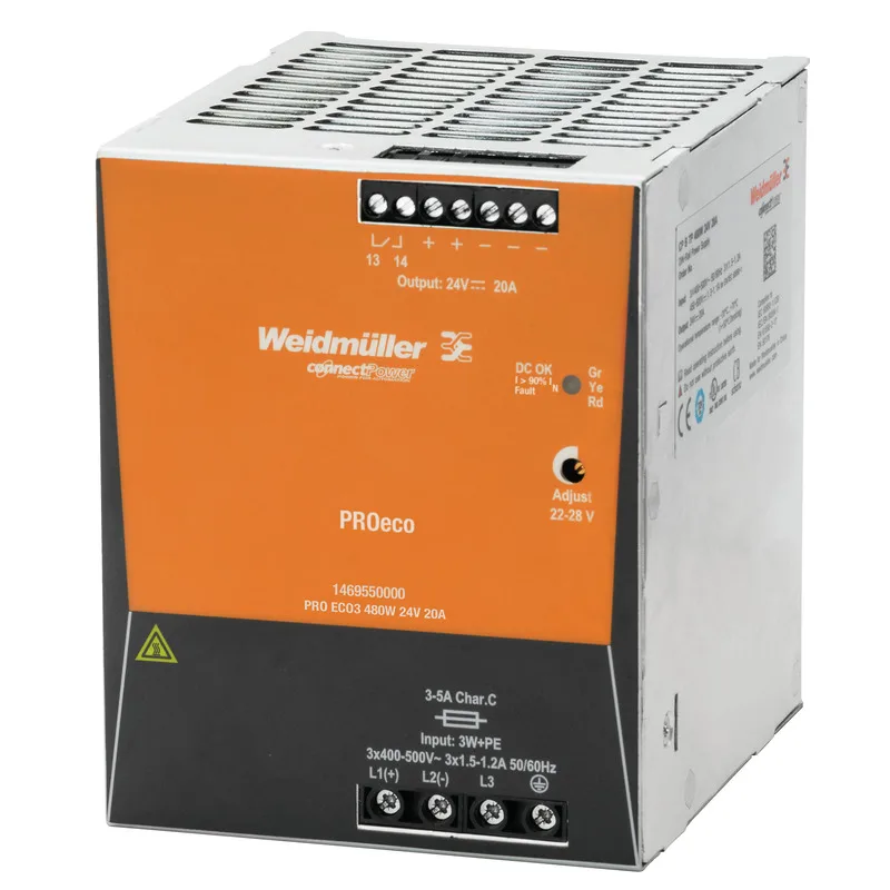 

Weidmuller PRO ECO3 480 Вт 24 В 20 А модуль источника питания переключателя 1469550000 установка на рельсах