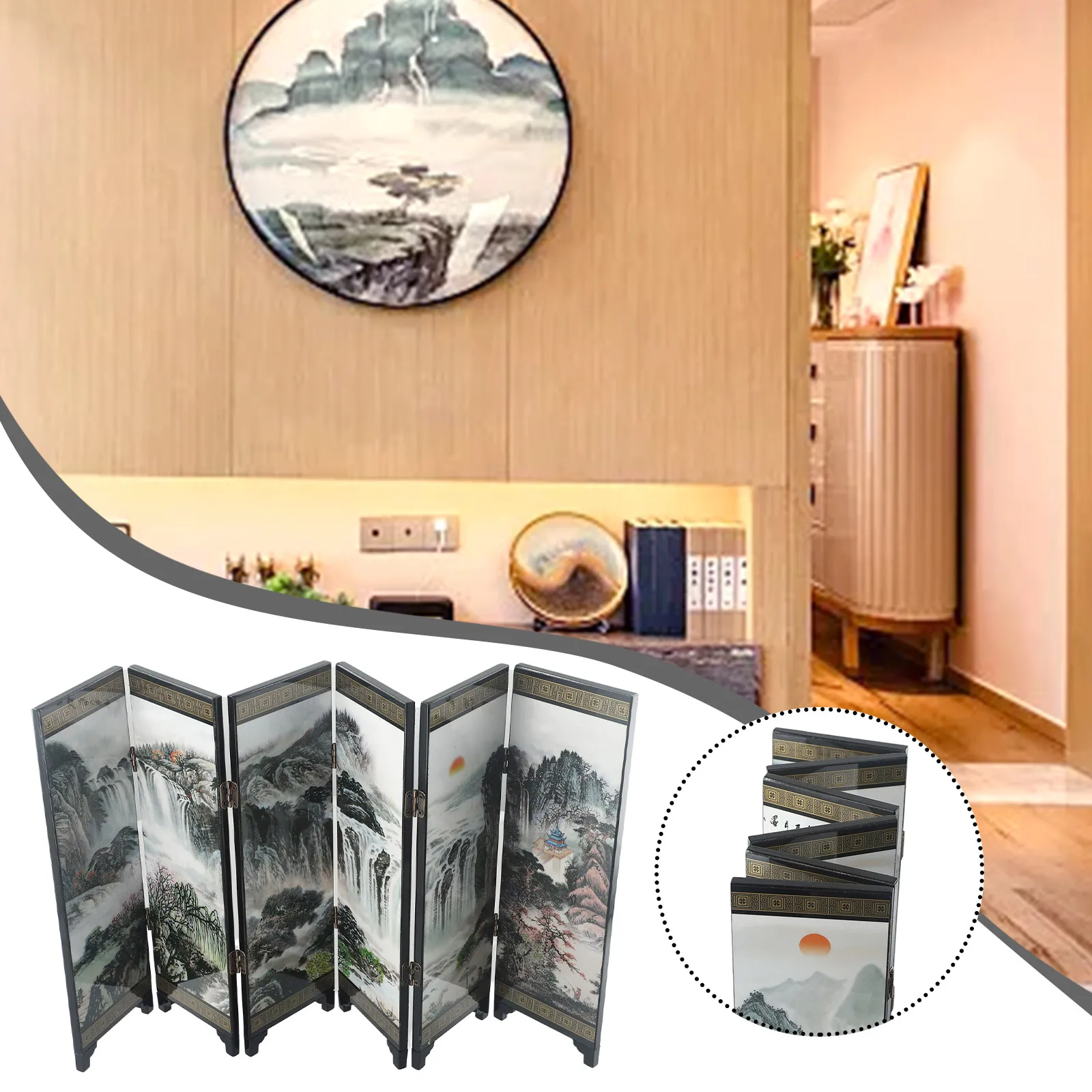 Separatore divisorio per schermo in legno per ufficio orientale regalo Privacy cinese piccolo pannello pieghevole artigianato divisorio per ambienti