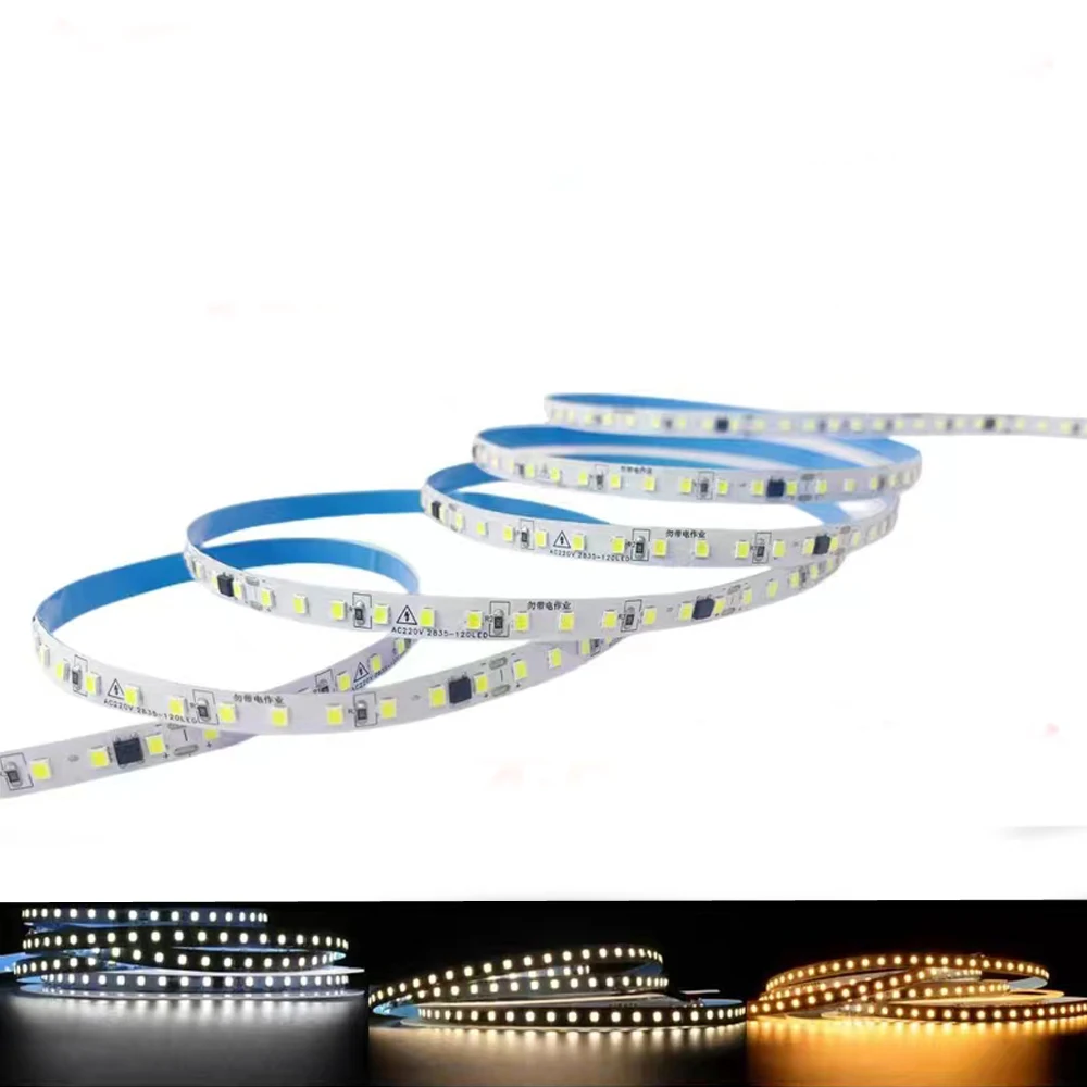 6/8/15mm PCB LED 스트립 라이트 220V 230V 240V 2835 120LEDs/M 240LEDs/M 5M 10M 20M 화이트 웜 화이트 내추럴 LED 테이프 장