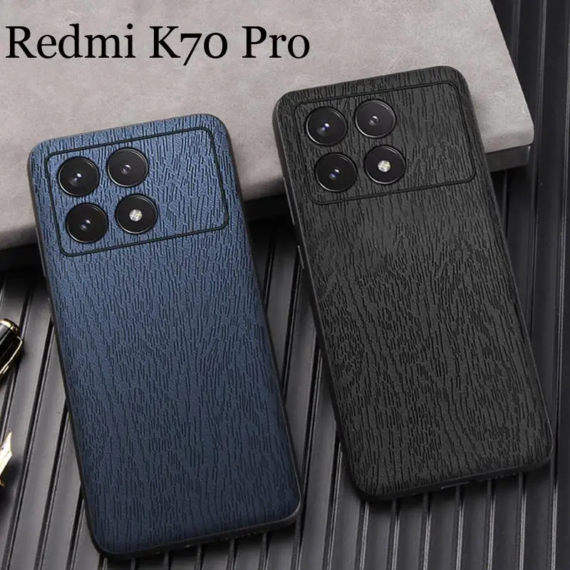 

For Xiaomi Redmi K70E K70 Pro Wood Texture Leather Phone Case For Mi Redmi K60 Ultra K60E K70 Pro Holster Phone Shockproof Cover