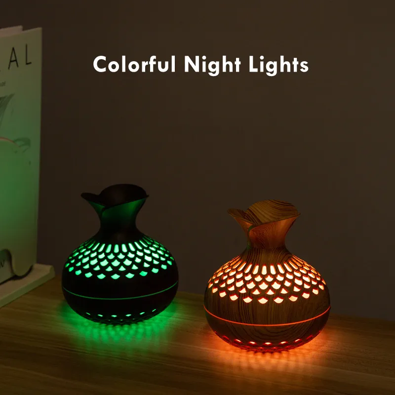300ml USB Air Humidifier, Mini Humidifier Desktop Humidifier, Hollow Vase Shape Humidifier With Colorful Night Lights