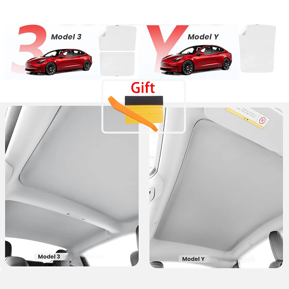 테슬라 모델 3 모델 Y용 정전기 흡착 차양 아이스 천, 선루프 전면 후면 유리..