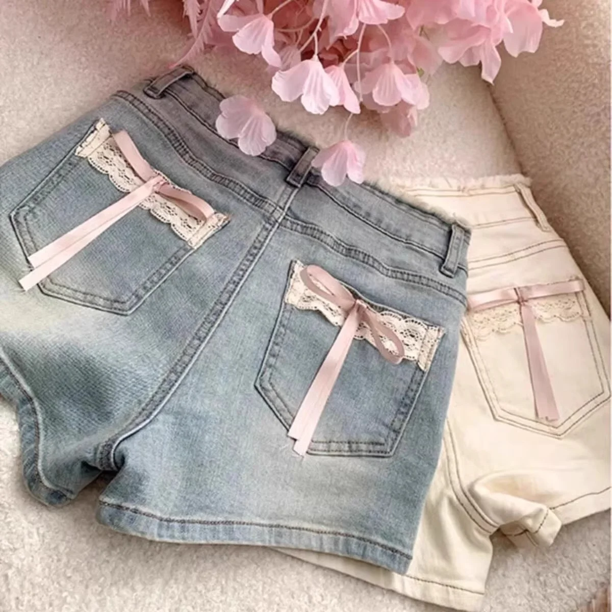 Summer Lace Denim Shorts - Detail View 5