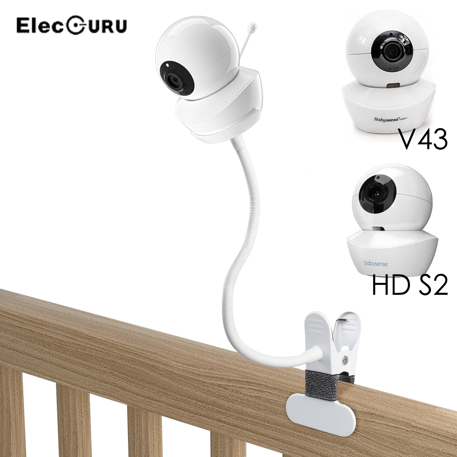 Flexible Clip Clamp Mount with Base for Babysense HD S2 Babysense V43 Baby Monitor