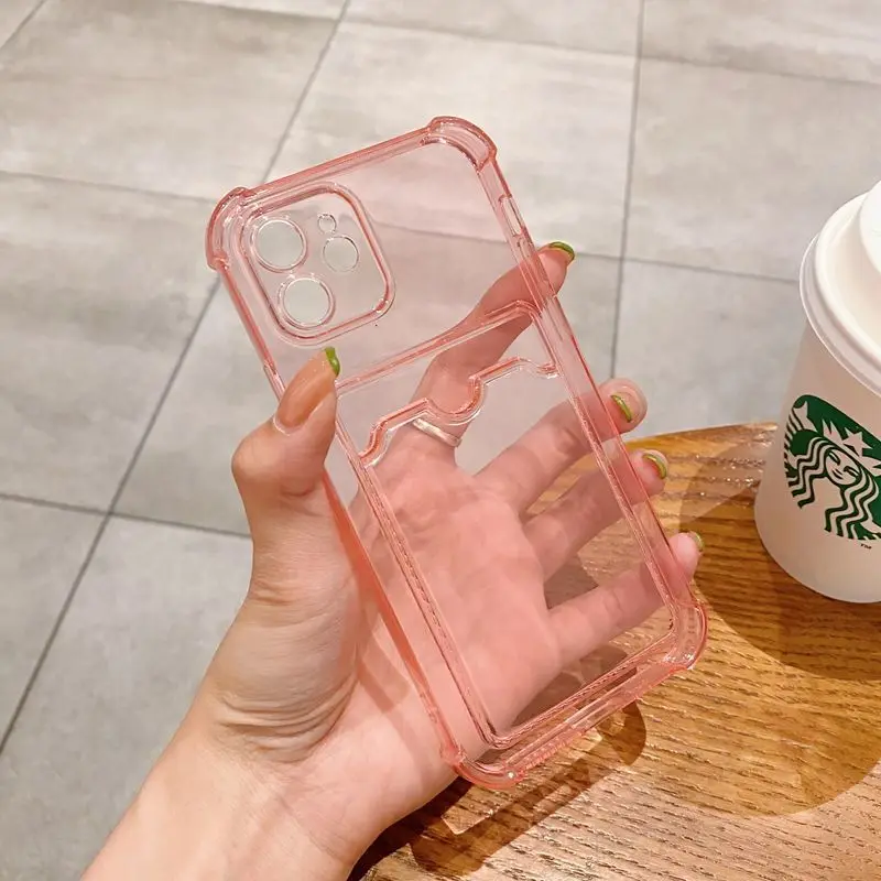 thumbnail image 1 of TPU Bumper Transparent Phone Case For iPhone 15 14 13 12 Mini 11 Pro XS Max XR X SE 2020 8 7 Plus Wallet Card Bag Cover, 1 of 5