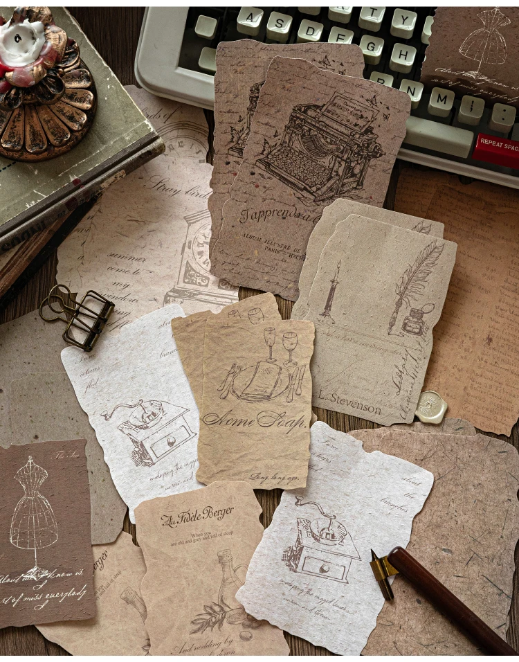 20 Stück Vintage-Etikettenpapier mit mehreren Materialien, dekoratives Tagebuch, Album, Scrapbooking, DIY, handgefertigtes Hintergrundpapier – Detail 10