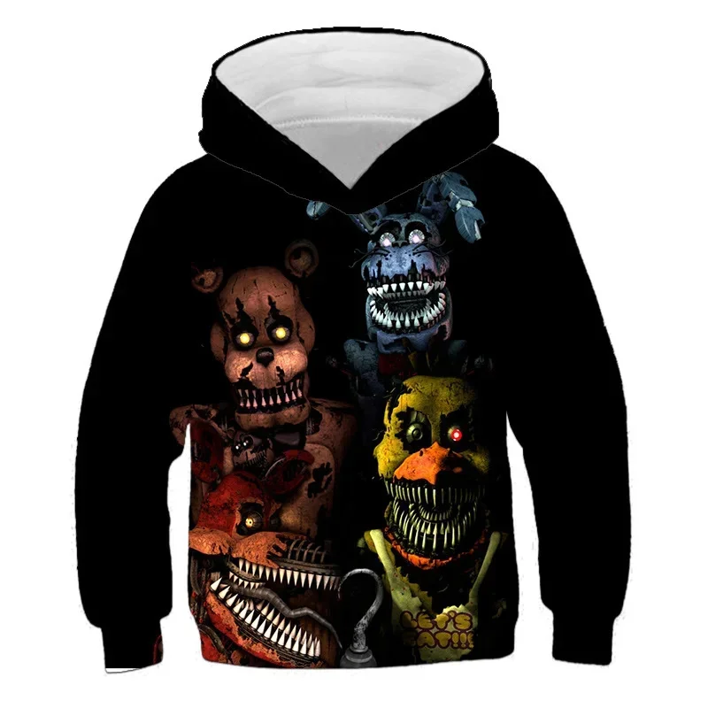 

Anime Five Night At Freddys Hoodies For Kids Fashion Cartoon Graphic Print Pullover Boys Girls Casual Streetware Sweatshirt Tops