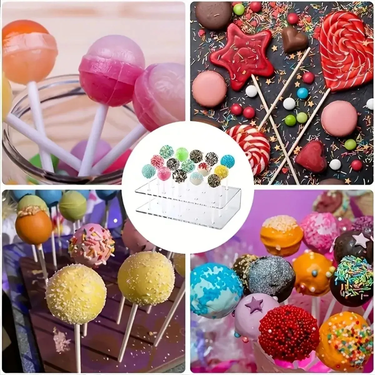1pc Cake Lollipop 15 Hole Holder Display Stand Acrylic Clear Durable Candy Holder for wedding party birthday dessert stand