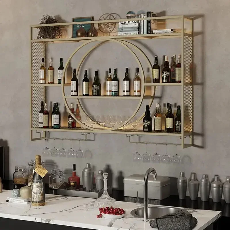 Wine Rack Coffee Bar Cabinet Shelf Bar Cabinet Designer Bottle Storage Display Bathroom Spice Rack Kitchen Organizer Bar Para Hogar Home Furniture