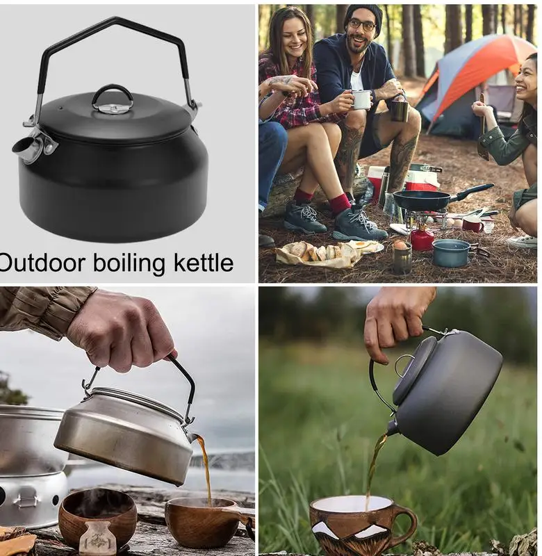 Camping Titanium Kettle Outdoor Tea Coffee Kettle Tableware Pot Supplies Tourist Dishes Hiking Cooking Equipment