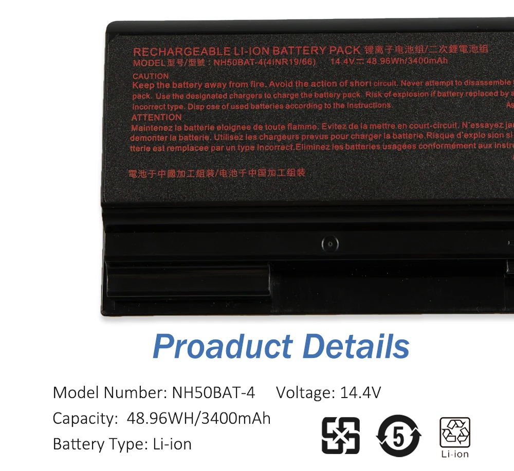 Etesbay Nh50bat4 3400mah Bateria para Clevo Nh70raq Nh55edq Nh50ra Nh55rcq Nh58rdq Nh70rhq Nh58rcq Machenike T58 Sager Np6875 - Imagem 6