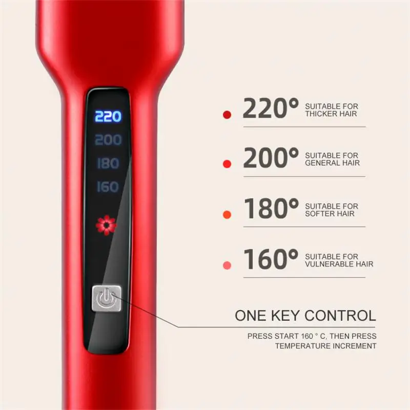 2 In 1 Professional Negative Ion Hair Straightener Brush Curling Comb With Lcd Display Hair Curling Tool Electric Styling Tool