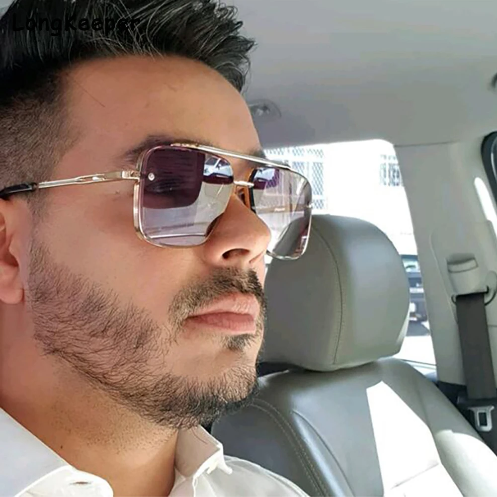 

Fashion Cool Men Driving Glasses Goggle Summer Style Gradient Brown Sunglasses Vintage Pilot Sun Glasses Punk Oculos De Sol