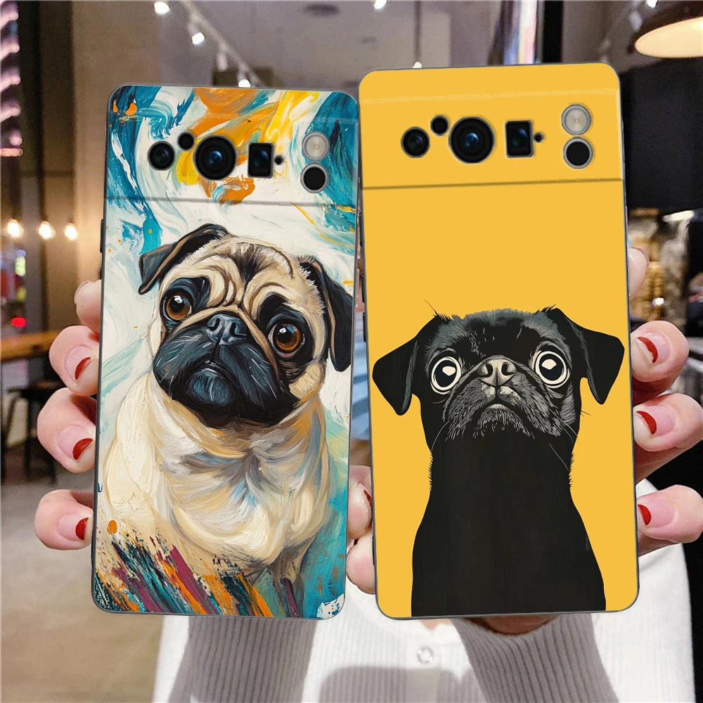 Black Pug Close-Up Soft TPU Phone Case