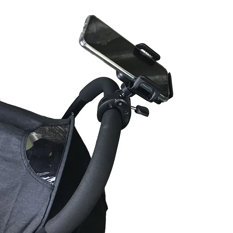 Soporte de teléfono móvil para cochecito de bebé, abrazadera Universal giratoria de 360 grados, soporte de montaje para silla de ruedas, soporte de teléfono para bicicleta