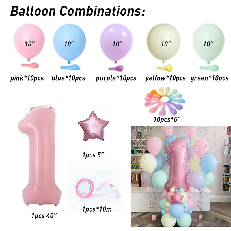 

Macaroon Latex balloons Candy Pink Ballons Set 1 2 3 4 5 6 7 8 9 Birthday Party Decorations Kids Baby Shower girl Unicorn