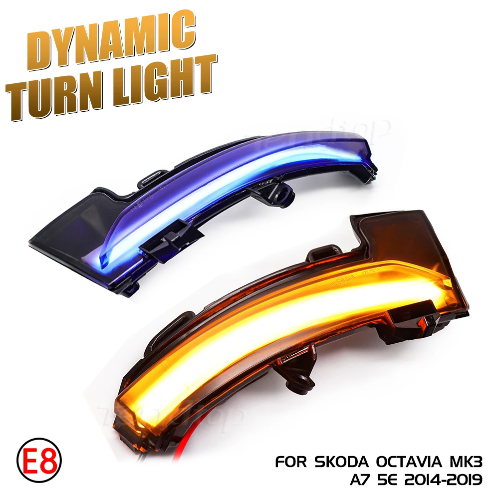

LED Flashing Dynamic Turn Signal Light Side Rearview Mirror Lamp Sequential Indicator for Skoda Octavia 3 Mk3 III A7 5E for VW